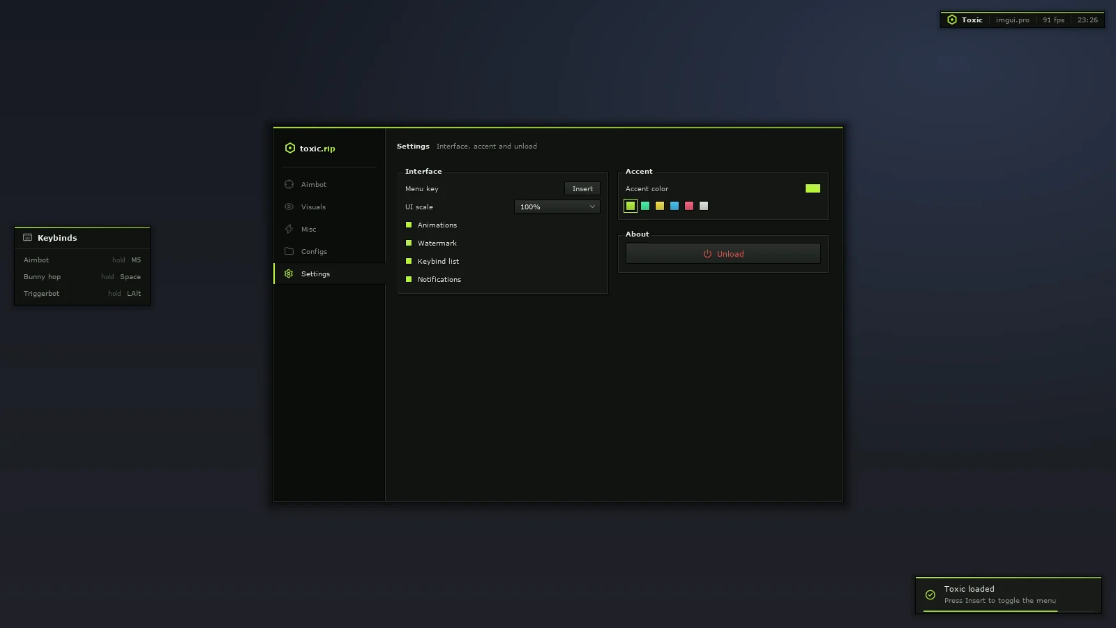 Toxic settings